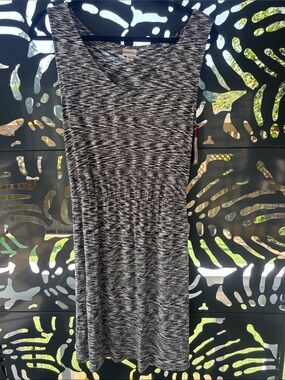 Merona 🆕 Sleeveless Dress “Ebony Space” VNeck Elastic Waistband & Tie Medium